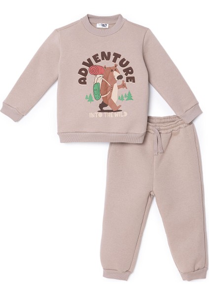 Erkek Bebek Eşofman Takımı Bisiklet Yaka Uzun Kol Ribanalı