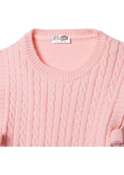 Kız Bebek Floral Teddy Bear Yelek Triko Bisiklet Yaka Kısa Kol modelleri