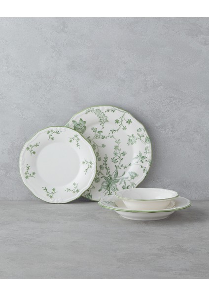 Plantopia Porselen Yemek Takımı 24 Parça 6 Kişilik Yeşil