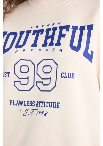 Regular Fit Bisiklet Yaka Baskılı Sweatshirt E9502AX25WN indirimleri