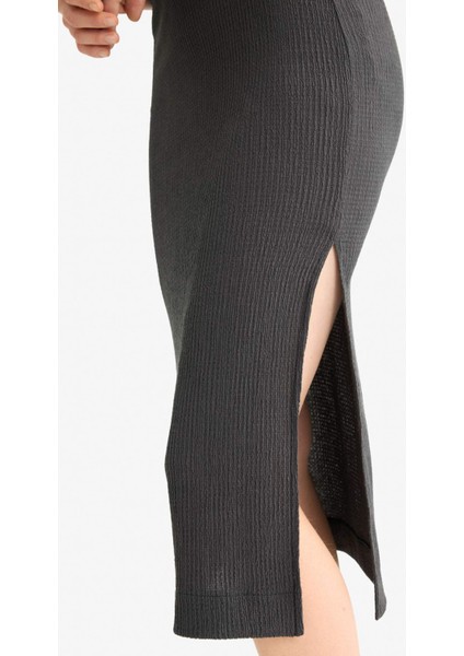 Regular Fit Bürümcük Tek Omuzlu Midi Elbise F9239AX25AU