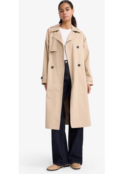 Regular Fit Pamuklu Kemerli Uzun Trençkot E8595AX25AU fiyatları