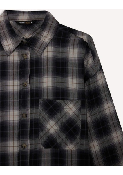 Oversize Geniş Kalıp Kareli Flanel Uzun Kollu Gömlek G0502AX25AU fiyatları