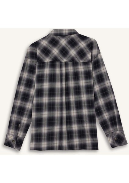 Oversize Geniş Kalıp Kareli Flanel Uzun Kollu Gömlek G0502AX25AU modelleri