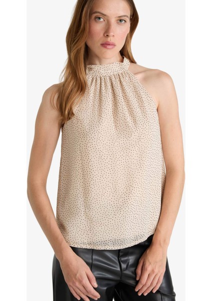 Regular Fit Halter Yaka Şifon Kolsuz Bluz G0129AX25AU