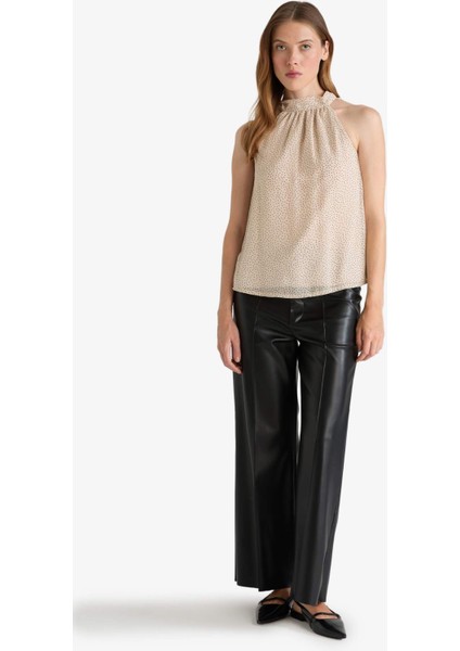 Regular Fit Halter Yaka Şifon Kolsuz Bluz G0129AX25AU fiyatları