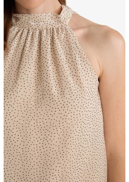 Regular Fit Halter Yaka Şifon Kolsuz Bluz G0129AX25AU