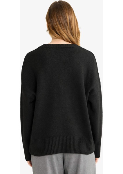 Oversize Geniş Kalıp V Yaka Triko Kazak G2957AX25AU