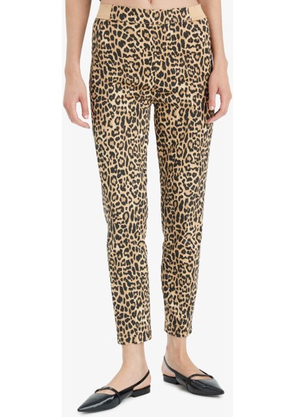 Sigaret Normal Bel Leopar Desenli Düz Paça Saten Pantolon J8741AZ25WN fırsatları