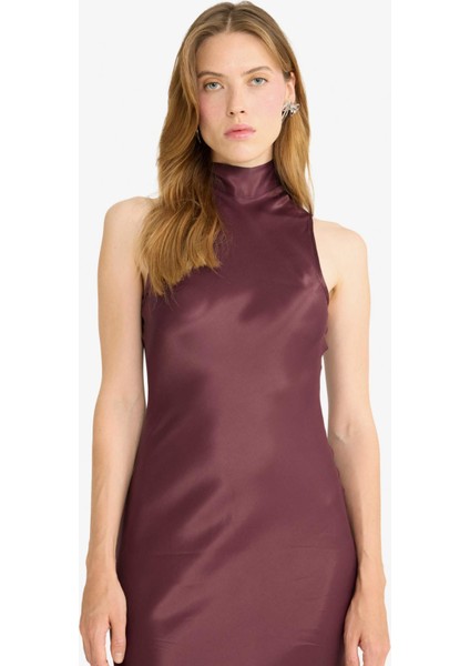 Regular Fit Saten Kolsuz Maxi Elbise G2904AX25WN modelleri