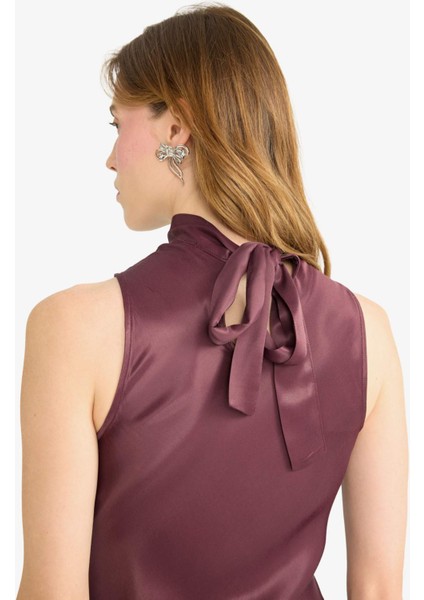 Regular Fit Saten Kolsuz Maxi Elbise G2904AX25WN indirimleri