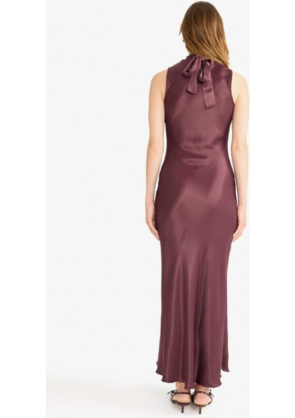 Regular Fit Saten Kolsuz Maxi Elbise G2904AX25WN