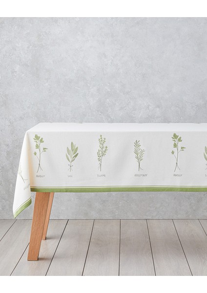 Greeny Pamuk Polyester Masa Örtüsü 150X200 cm Beyaz - Yeşil