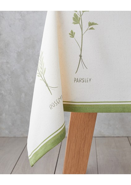 Greeny Pamuk Polyester Masa Örtüsü 150X200 cm Beyaz - Yeşil fiyatları