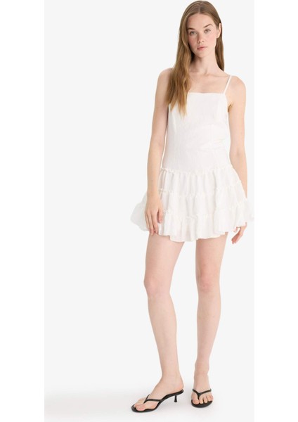 Regular Fit Kare Yaka Modal Askılı Mini Elbise F9022AX25AU