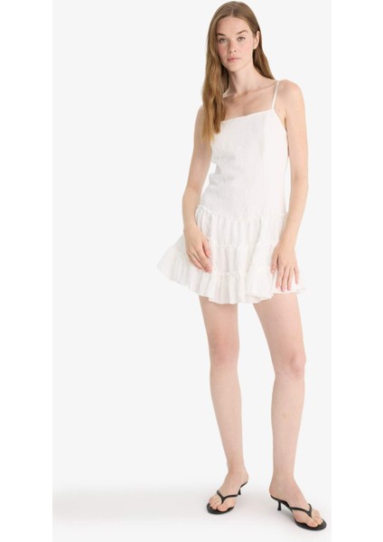 Regular Fit Kare Yaka Modal Askılı Mini Elbise F9022AX25AU fiyatları