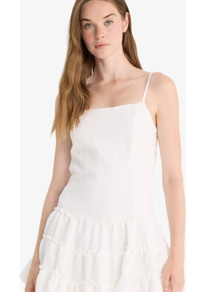 Regular Fit Kare Yaka Modal Askılı Mini Elbise F9022AX25AU fırsatları