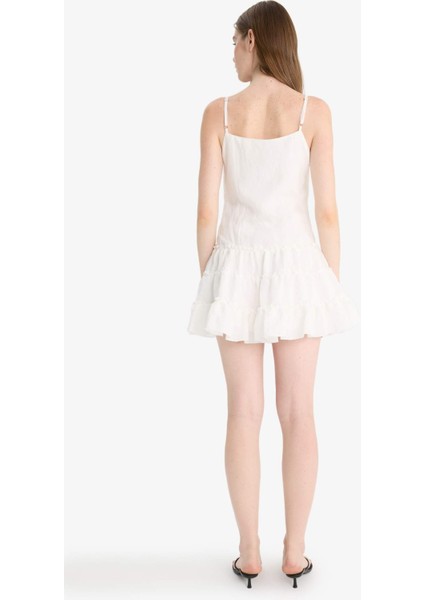 Regular Fit Kare Yaka Modal Askılı Mini Elbise F9022AX25AU