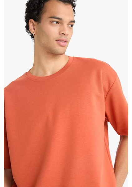 Oversize Geniş Kalıp Bisiklet Yaka Kısa Kollu Tişört G1702AX25AU indirimleri