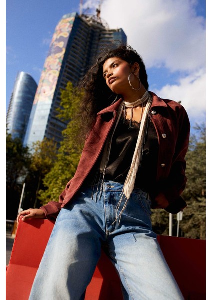 Regular Fit Polo Yaka Süet Mont F2815AX25WN