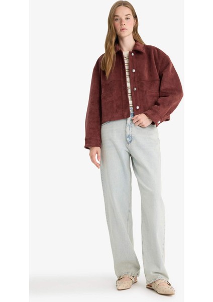 Regular Fit Polo Yaka Süet Mont F2815AX25WN fırsatları