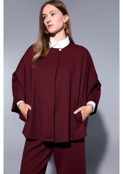 Regular Fit Bisiklet Yaka Cepli Pelerin Hırka F3686AX25AU