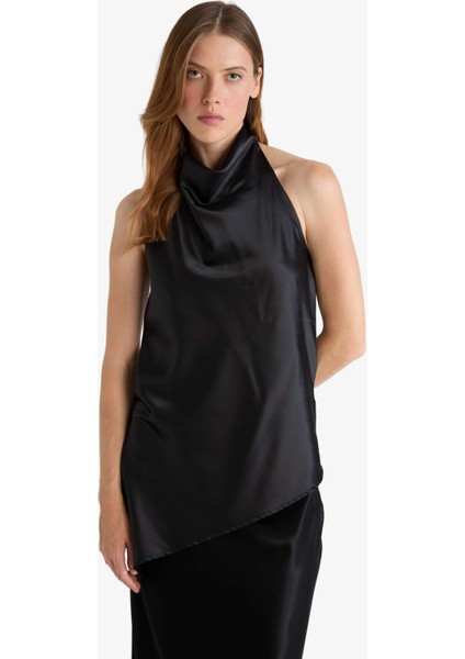 Regular Fit Degaje Yaka Saten Kolsuz Bluz G2999AX25AU modelleri