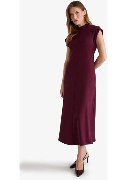 Yarım Balıkçı Yaka Ribana Kısa Kollu Midi Elbise F9956AX25AU modelleri