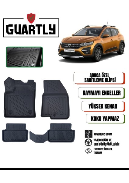 Dacia Sandero 2021 ve Sonrası Uyumlu Araca Özel Premium 4d Havuzlu Paspas Takımı