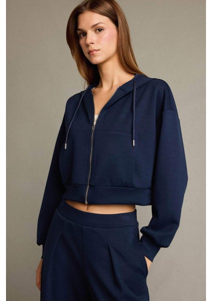 Kapüşonlu Modal Fermuarlı Sweatshirt G2915AX25AU