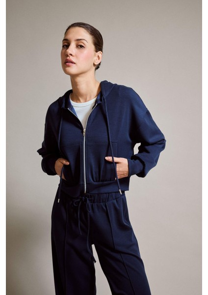 Kapüşonlu Modal Fermuarlı Sweatshirt G2915AX25AU indirimleri