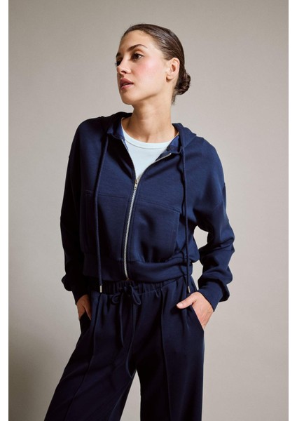 Kapüşonlu Modal Fermuarlı Sweatshirt G2915AX25AU