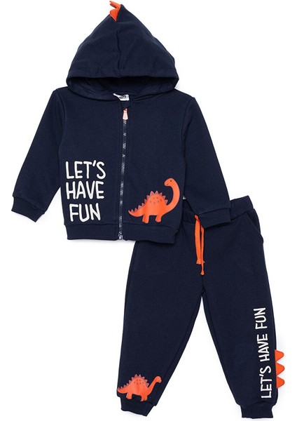 Erkek Bebek Cool Dino Eşofman Takımı Uzun Kol Ribanalı Paça