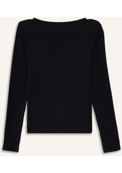 Slim Fit Dar Kesim Basic Düz Modal Uzun Kollu Tişört F7153AX25AU modelleri