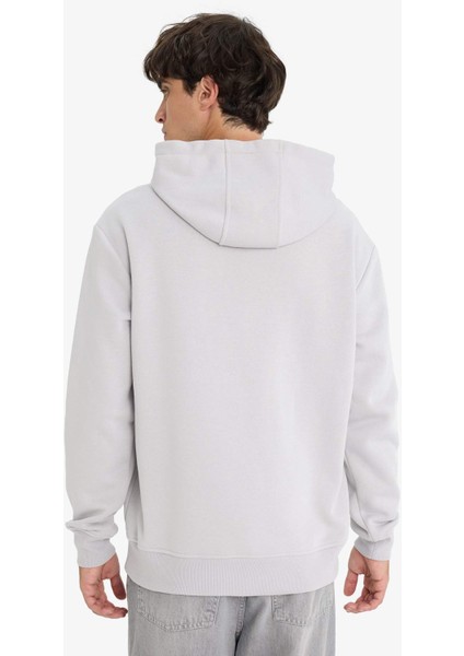 Regular Fit Kapüşonlu İçi Yumuşak Tüylü Kanguru Cepli Basic Düz Sweatshirt X8283AZ25AU