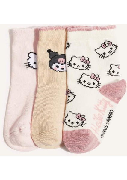 Kız Bebek Hello Kitty Kaydırmaz Taban 3'lü Pamuklu Uzun Çorap F6739A5NS modelleri
