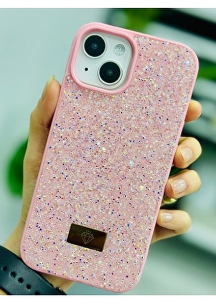 Iphone 13 - 14 ve 15 Uyumlu Elmas Tasarımlı Taşlı Işıltılı Parlak Pırlanta Silikon Kılıf