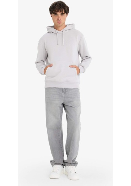 Regular Fit Kapüşonlu İçi Yumuşak Tüylü Kanguru Cepli Basic Düz Sweatshirt X8283AZ25AU fiyatları