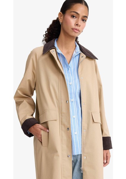 Regular Fit Kontrast Yaka Cepli Çıtçıtlı Pamuklu Trençkot E8594AX25AU modelleri