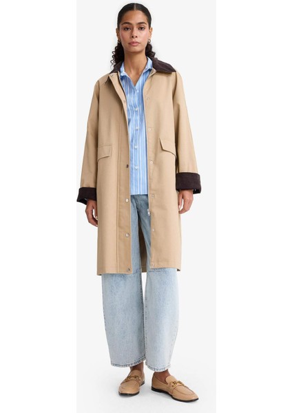 Regular Fit Kontrast Yaka Cepli Çıtçıtlı Pamuklu Trençkot E8594AX25AU fırsatları