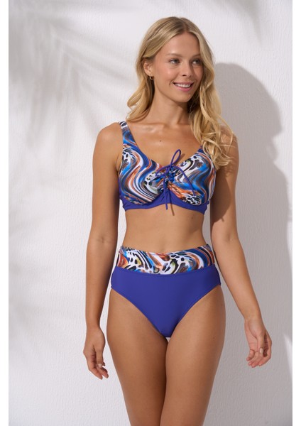 Pars Ayarlanabilir Askılı Çıkarılabilir Kaplı Balenli Toparlayıcı Bikini Takımı