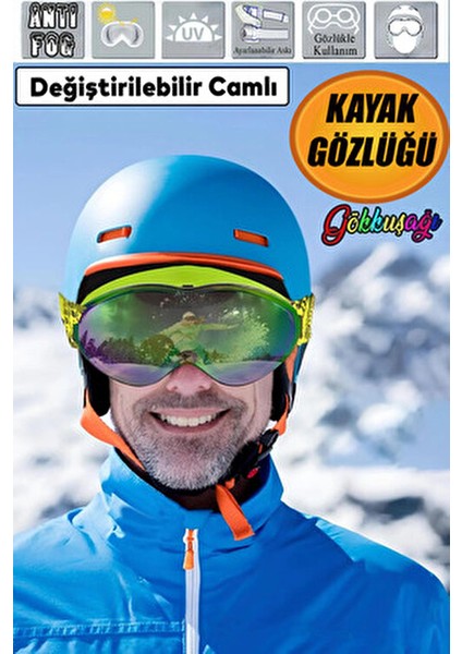 Ribeauville Kayak Kar Gözlüğü Değiştirebilir Camlı Antifog Gözlük Gökkuşağı Snowboard Glasses Sporu.