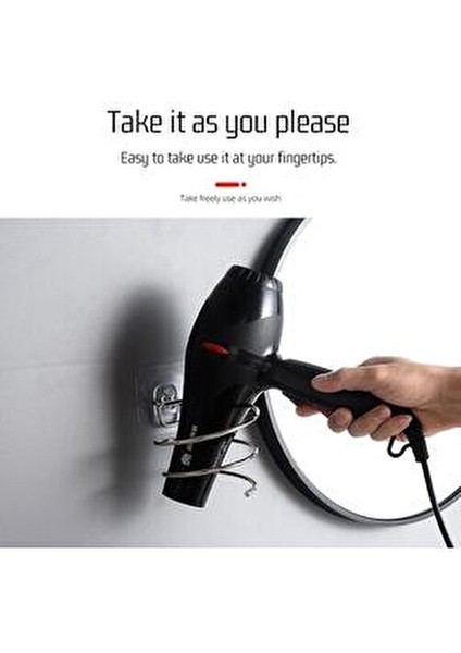 Yapışkanlı Siyah Banyo Fön Makinesi Düzenleyicisi | Şık Tasarım | Kolay Montaj