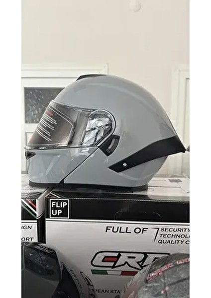 Nardo Gri Kask Çeneden Açılır / Çelik Mekanizmalı / Güneş Gözlüklü + Buff