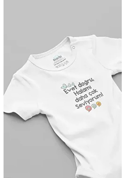 Organik %100 Pamuk Halamı Daha Çok Seviyorum Bebek Body Çıtçıtlı Zıbın 5909-HALA