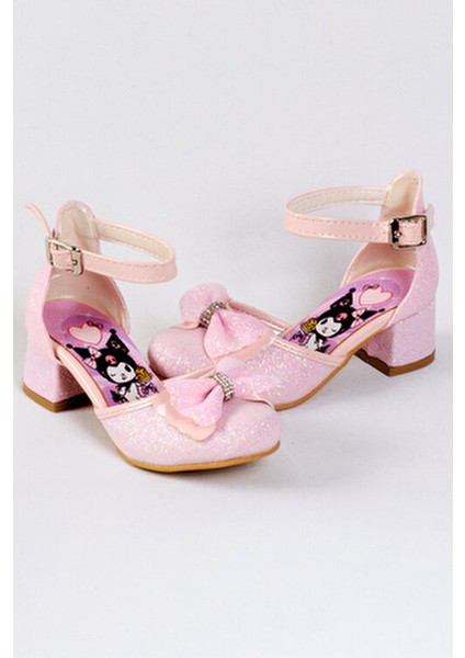 Kız Çocuk Kromi Baskılı Topuklu Ayakkabı, Kız Çocuk Abiye Ayakkabı modelleri