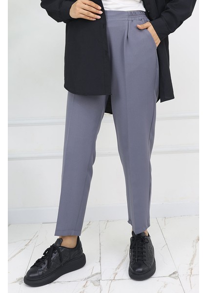 Beli Lastikli Havuç Pantolon 4002-03 Gri fırsatları