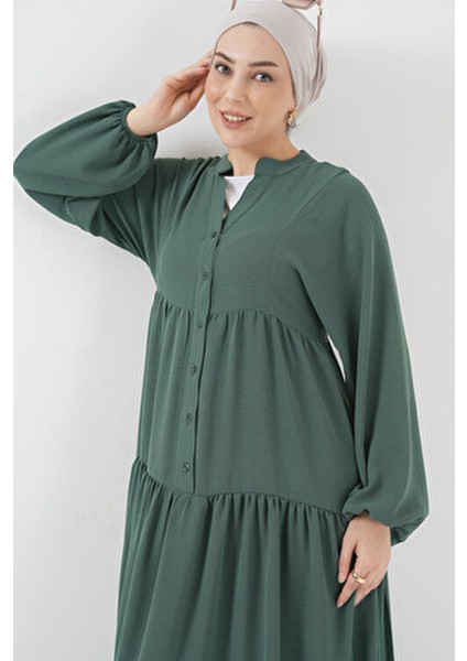 2527 Kadın Uzun Tesettür Elbise - Zümrüt Yeşili fiyatları