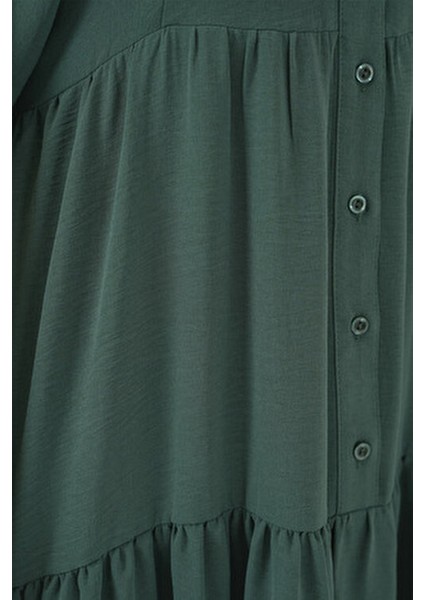 2527 Kadın Uzun Tesettür Elbise - Zümrüt Yeşili fırsatları