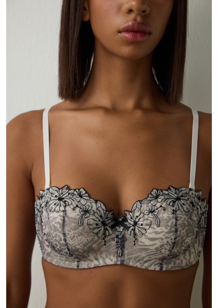 Leopar Desenli Lotus Brode Balenli Dolgusuz Straplez Sütyen fiyatları